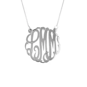 14k White Gold Large Monogram Pendant