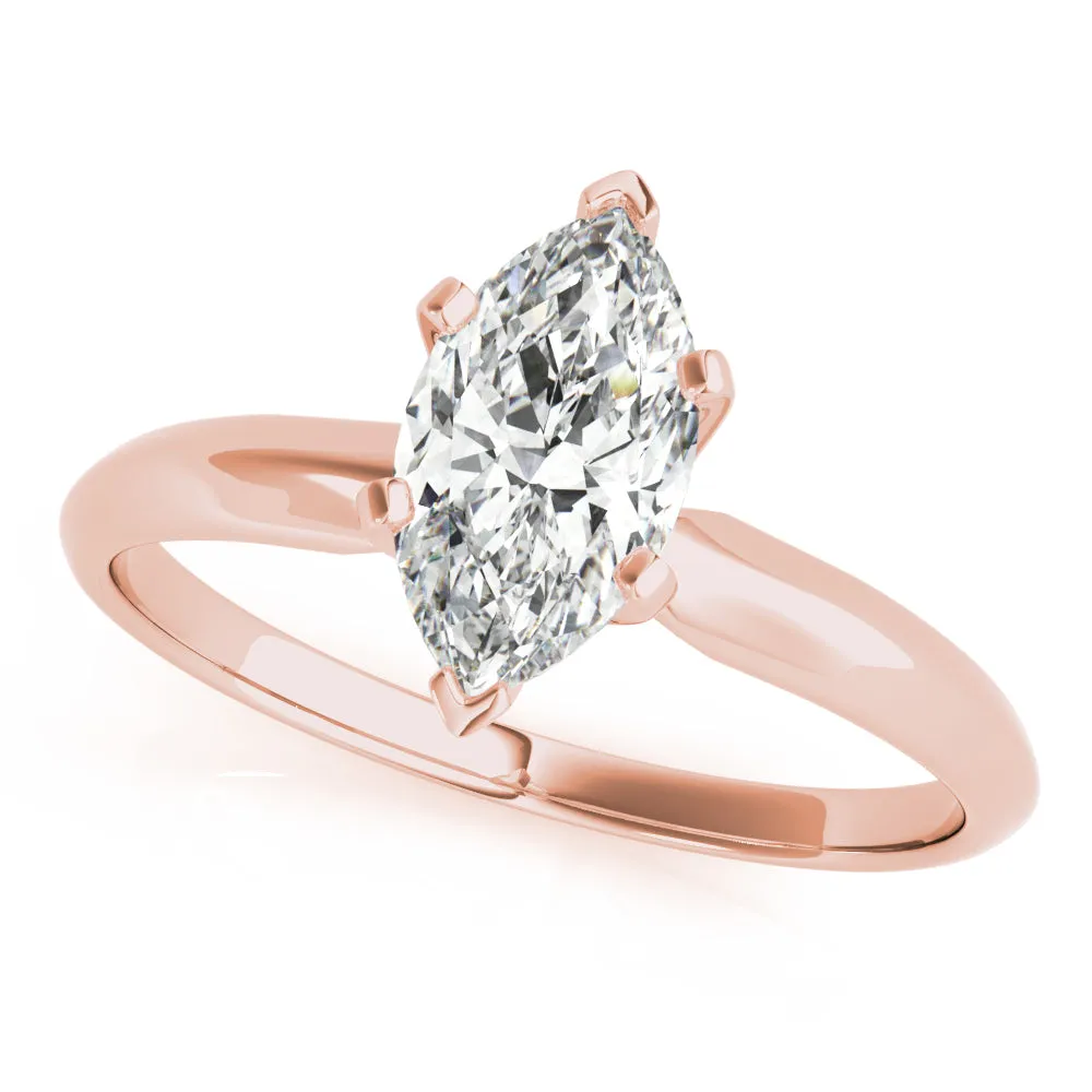 6-Prong Marquise Solitaire 14k White Gold Moissanite Engagement Ring