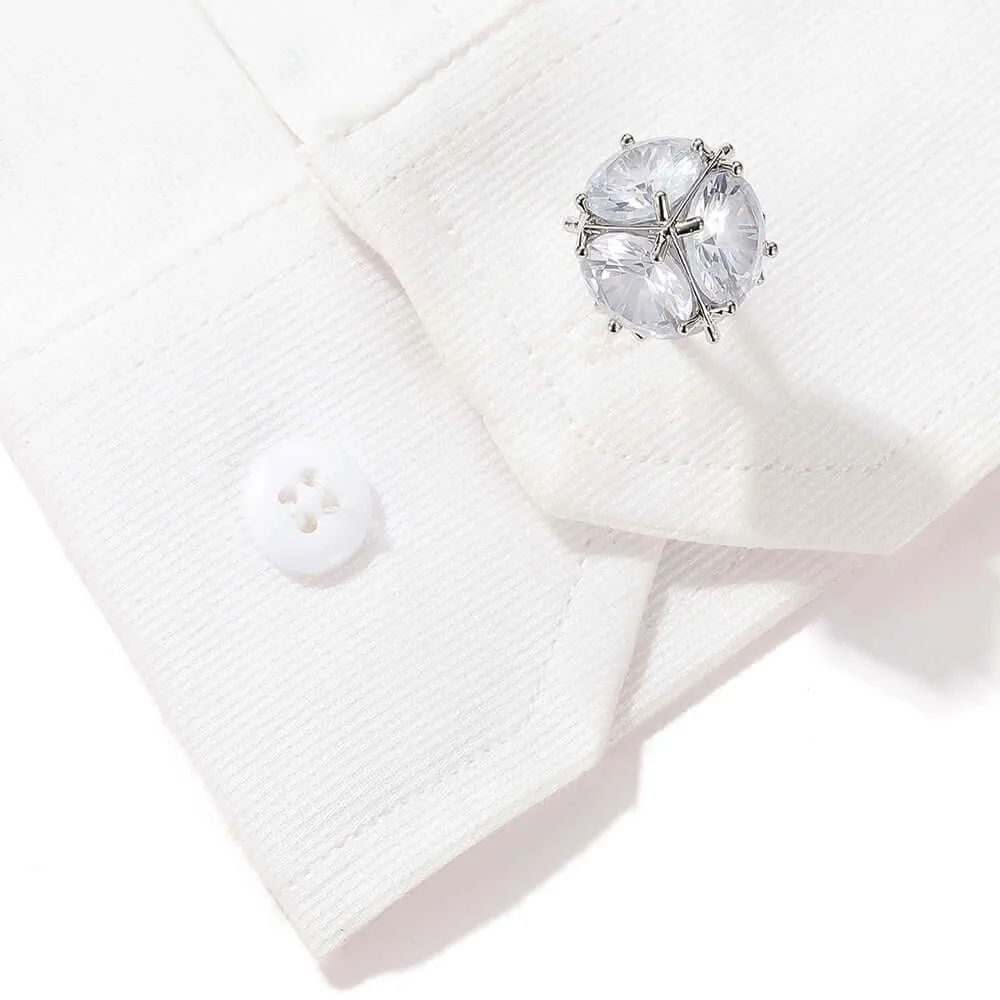 Copper Zirconia Gold Silver Shirt Cufflinks