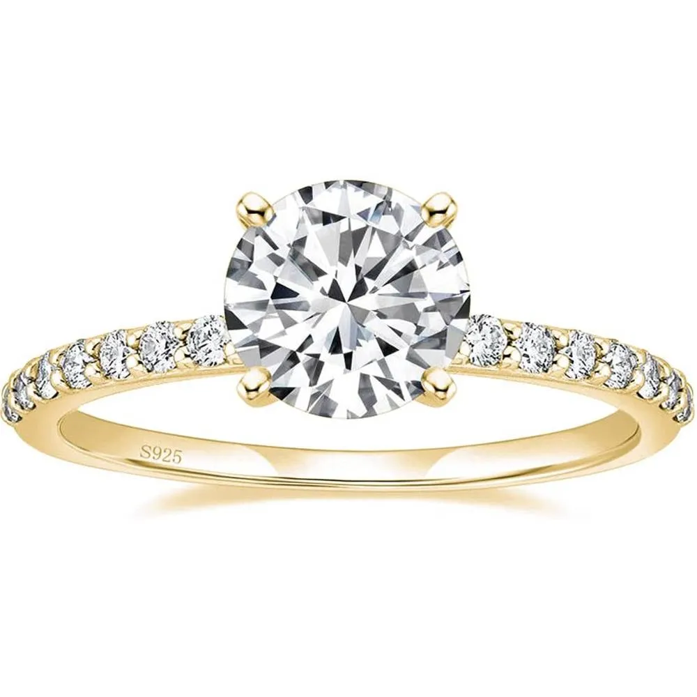 EAMTI 925 Sterling Silver 1.25 CT Round Solitaire Cubic Zirconia Engagement Ring Halo Promise Ring Size 4-11.5 | Multiple Colors and Sizes
