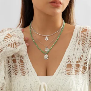 Howlite Howlite & Silver-Plated Flower Life-Tree Pendant Necklace Set