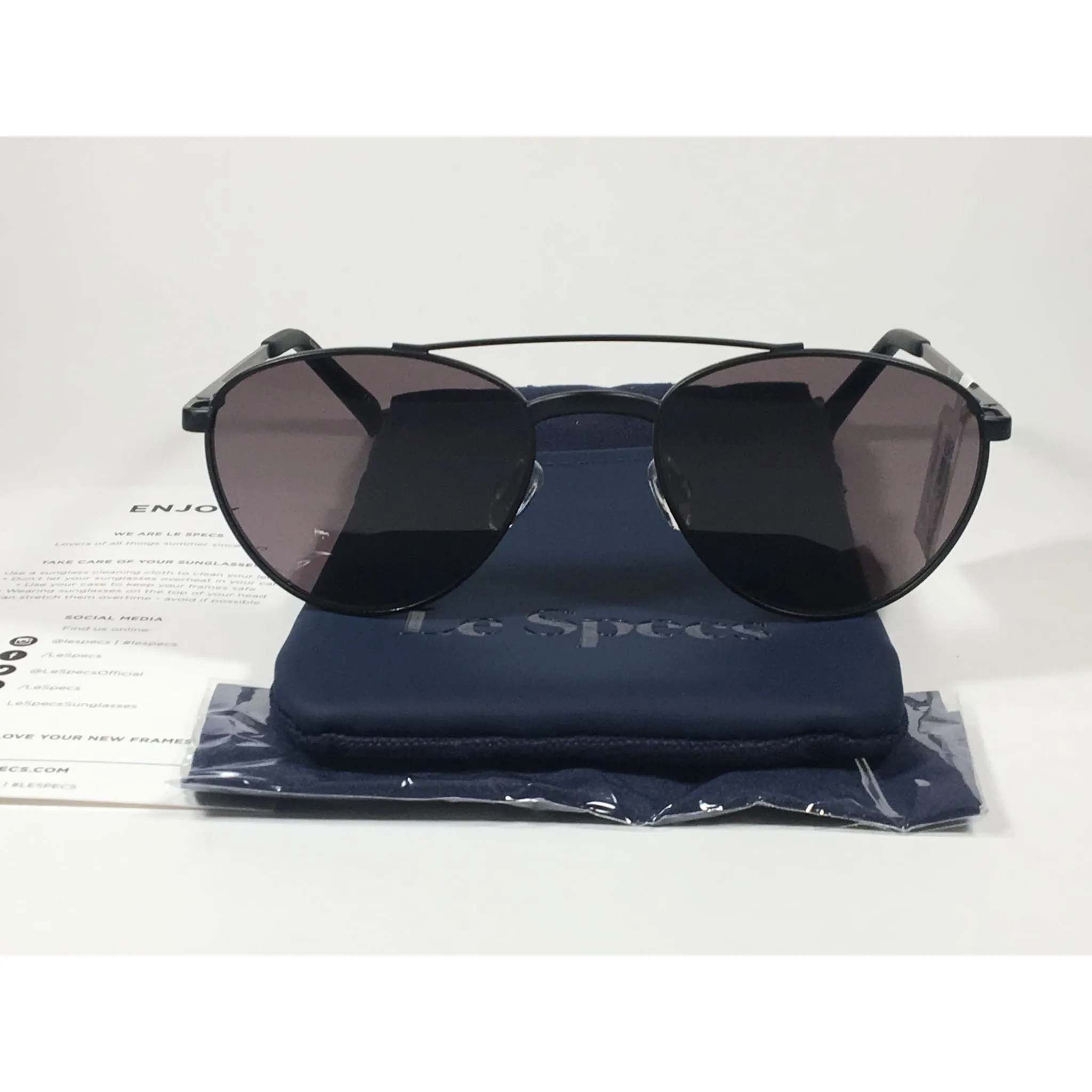 Le Specs Rocket Man Small Aviator Pilot Sunglasses Matte Black Frame Gray Lens LSP1802417