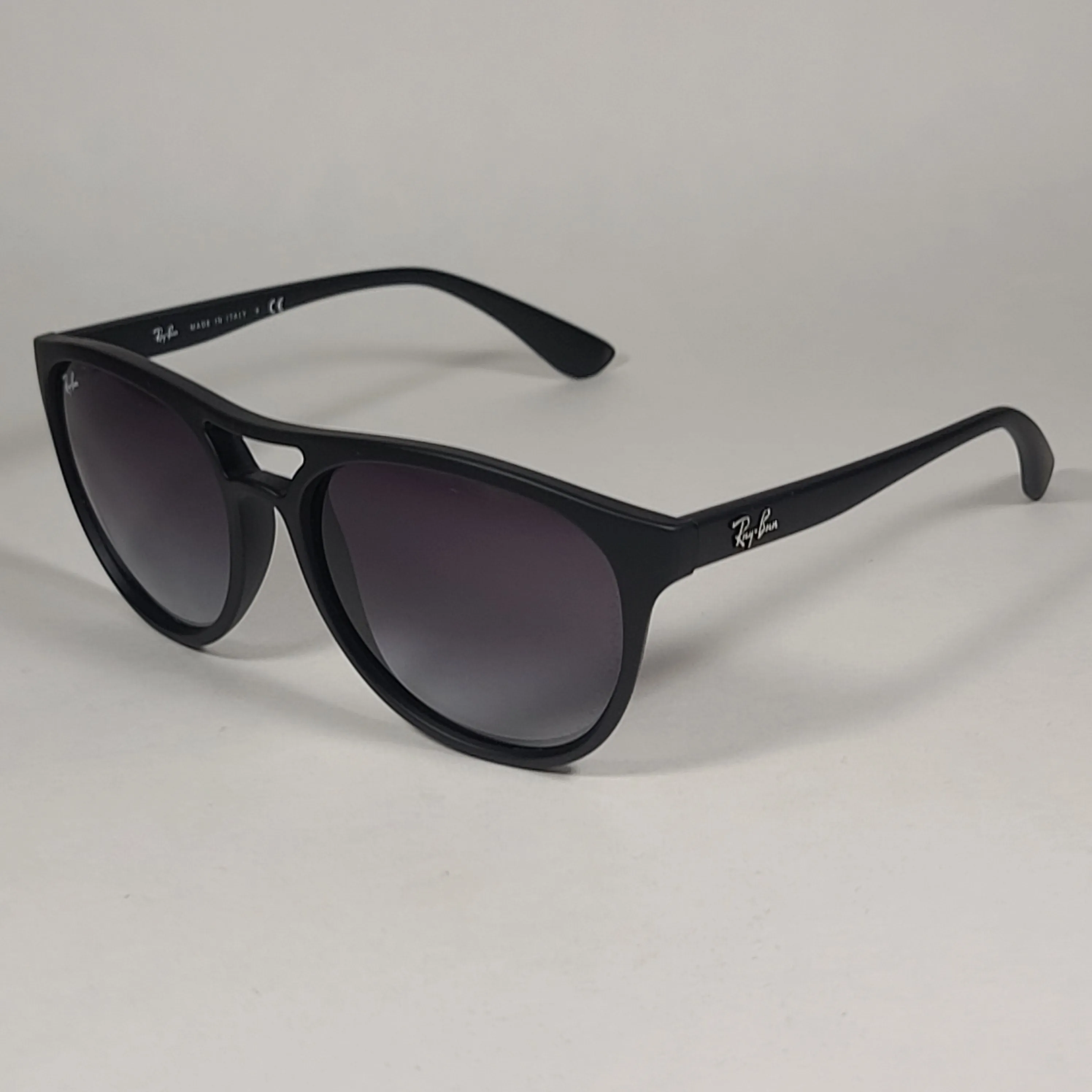 Ray-Ban Brad Round Aviator Sunglasses Matte Black Frame Gray Gradient Lens RB4170 622/8G