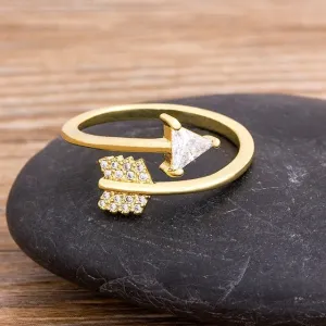 White Sapphire Arrow Ring Women Engagement Jewelry